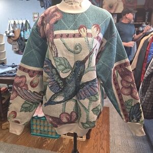 Floral Hummingbird Sweater - Multicolor